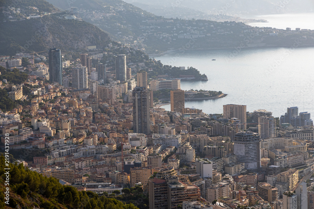 Obraz premium Panoramic View of Monaco from Tête de Chien, French Riviera, France