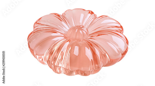 фотографія Pink translucent glass flower shaped decorative paperweight ornament