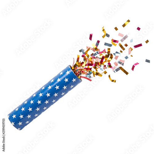 Festive party popper bursting with colorful confetti for birthdays, anniversaries, celebrations, and special events. isolated on white or transparent background. PNG format.