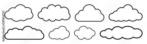Фотография PNG Outline cloud vector set on transparent background