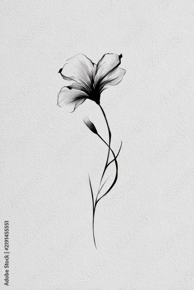 Obraz premium Elegant monochrome floral illustration.