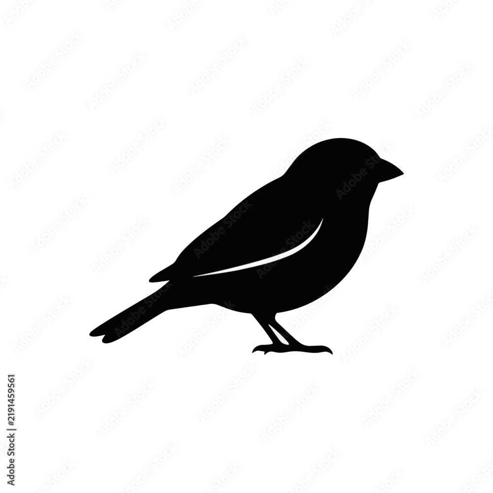 Obraz premium Simple black bird silhouette vector icon, perfect for nature and wildlife design elements