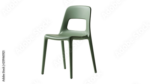 Obraz na płótnie Modern matte olive green plastic dining chair with curved backrest