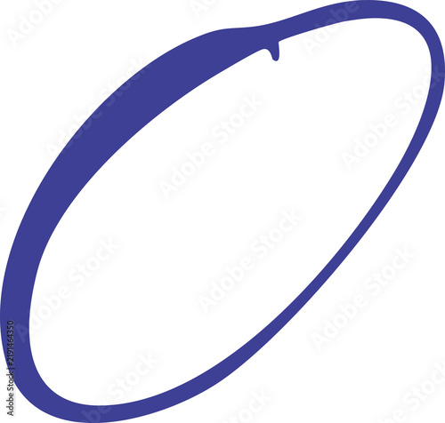 Hand Drawn Blue Ellipse Brush Stroke