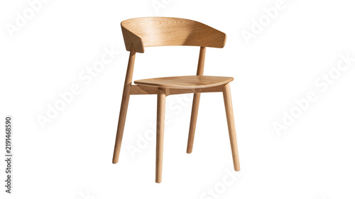 Картината върху платно Modern minimalist light oak wood dining chair with curved backrest