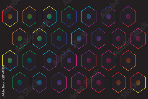 Hexagonal grid pattern with gradient dots on dark background hexagonal gradient background geometric abstract honeycomb colorful minimalist structure repeating template wallpaper creative