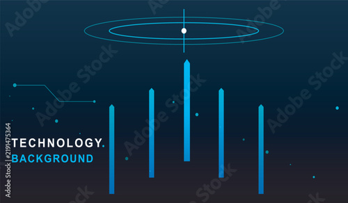 Abstract technology background with glowing vertical data bars and circular hud digital interface technology background abstract interface connection futuristic innovation information