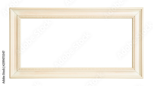 Rectangular ornate cream colored wooden picture frame with beaded inner detail