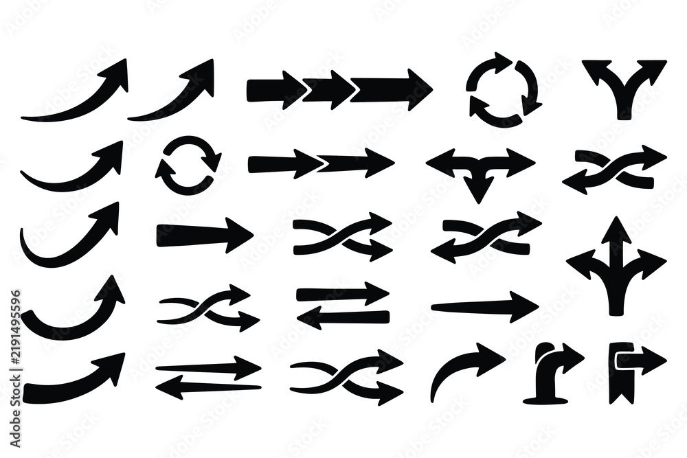 Fototapeta premium Business and Infographic Hand-Drawn Arrow Icon Set