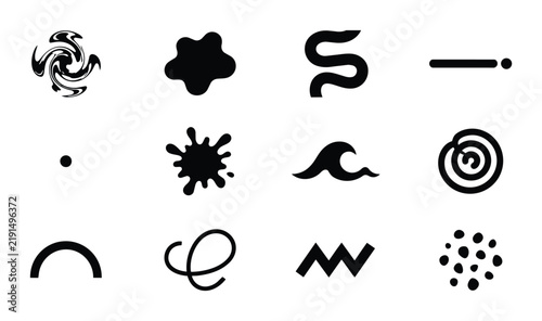 Abstract Shapes Vector Icons, Organic & Geometric Forms, Black & White Graphic Elements