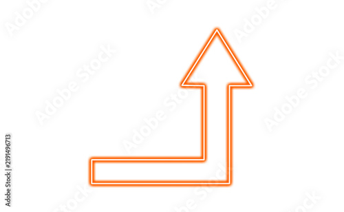 Orange neon arrow pointing up isolated on transparent background