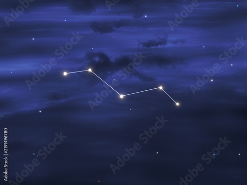 Vulpecula constellation in the night sky. Bright Stars on a dark background. Astrological image. Mythological symbol.