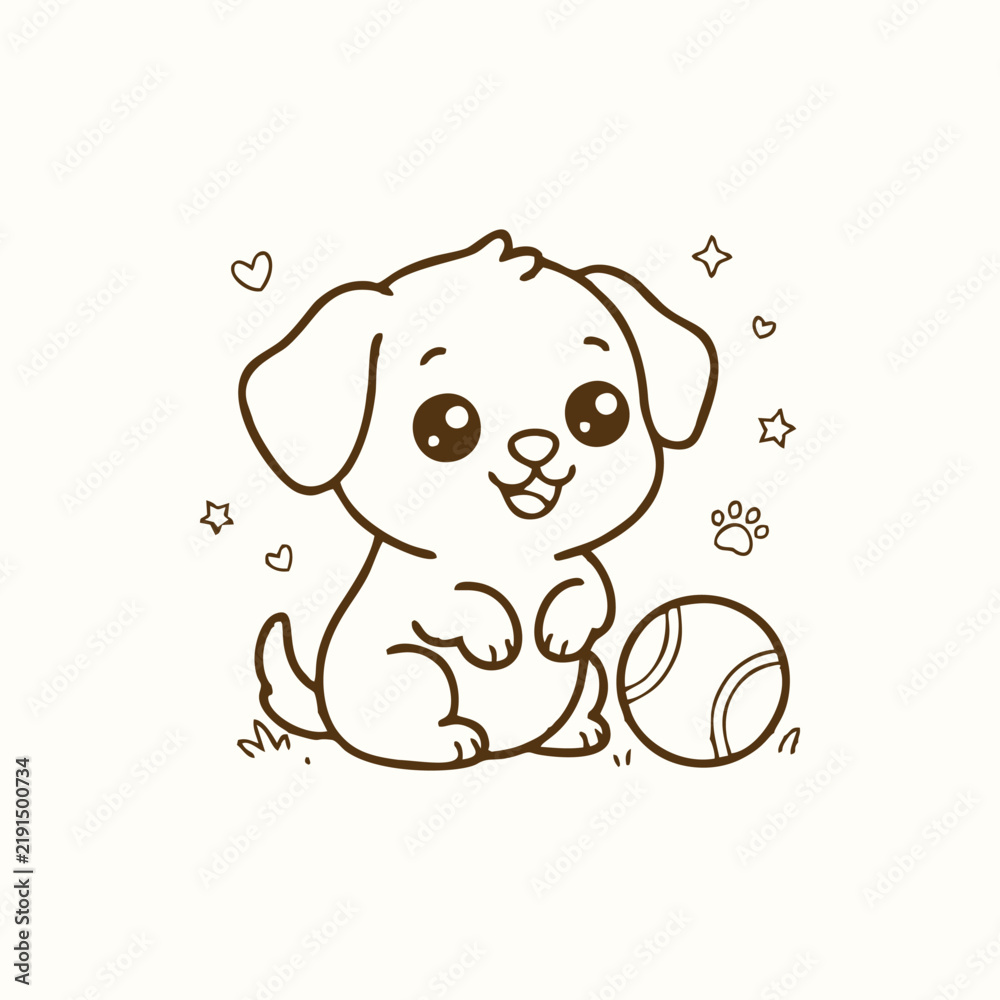 Obraz premium chubby cute dog with ball design