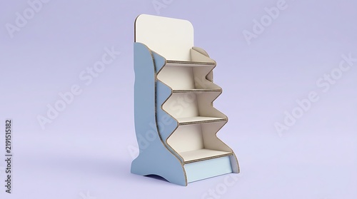 Empty Cardboard Display Stand on Purple Background.