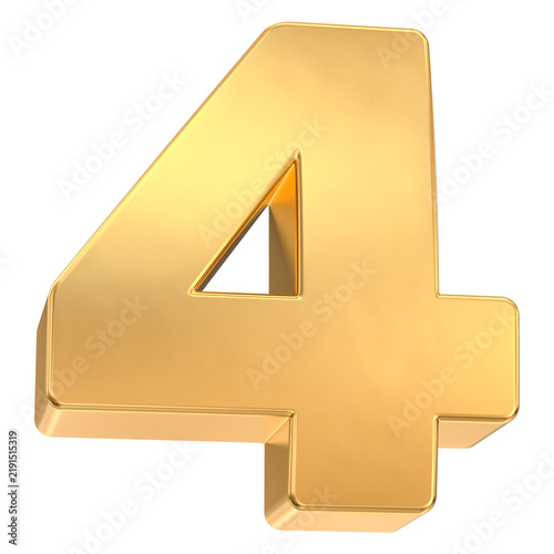Metallic 3D gold number four