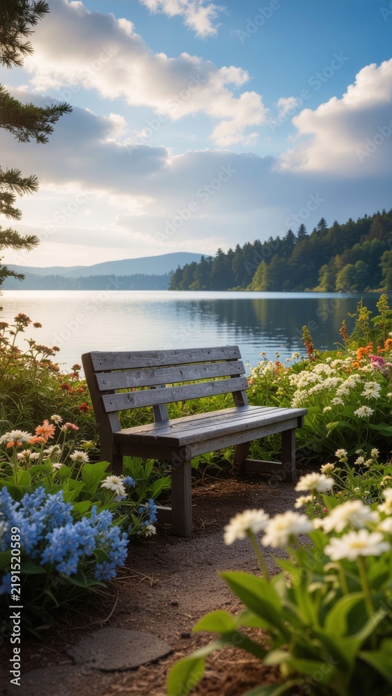 Fototapeta premium bench by lake
