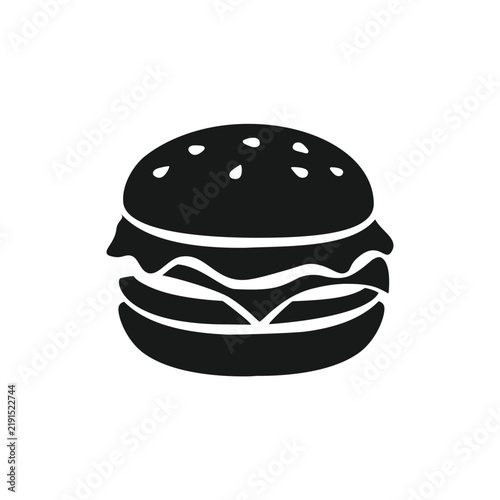 Hamburger vector icon. Burger silhouette. Burger isolated on white background. National burger day. Fast food