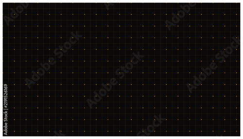 Dark gold wireframe coordinate grid vector pattern featuring illuminated yellow plotting dots.