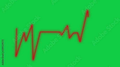 Red Neon Heartbeat Pulse Line EKG Monitor Heart Rate Animation Moving Across Chroma Key Green Screen Background