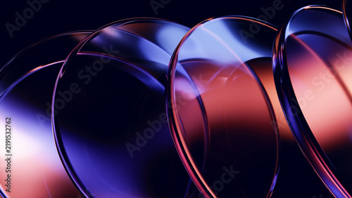Glass cylinders closeup with deep premium abstract reflections.