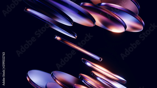 Diagonal glass discs with sleek cinematic premium reflections.