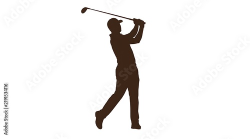 Golfer in mid-swing silhouette for sports branding and athletic apparel design