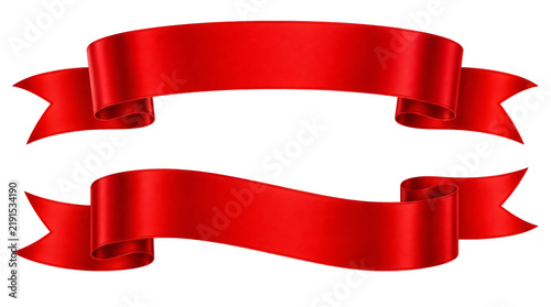 Set of red ribbon banner isolated on transparent background