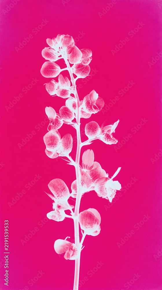Obraz premium Vibrant pink floral silhouette on a bright background, perfect for mobile wallpaper.