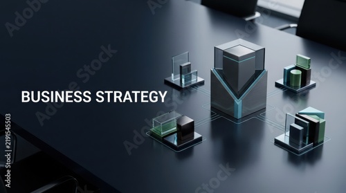Business strategy illustration with building blocks and abstract shapes illustration