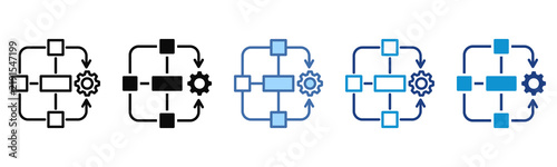 Workflow Orchestration icon set multiple style collection