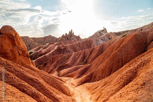 Quadro su tela The fairy‑tale canyon, the red canyon in Kyrgyzstan in summer.