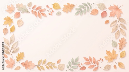 Watercolor autumn leaves decorative border design illustration