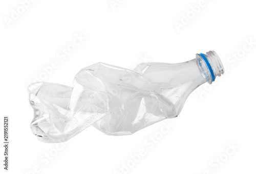 Crushing plastic bottle representing recycling and environmental impact