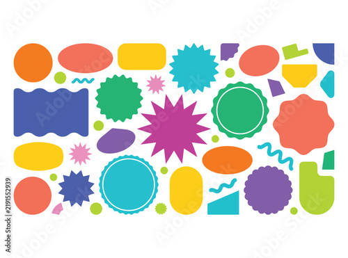 Colorful abstract shapes and icons set on white background isolated on transparent background, Vector, illustration