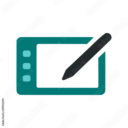 Teal Graphic Tablet Pen Drawing Icon