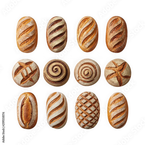 Delicious assortment of striped cinnamon rolls on white