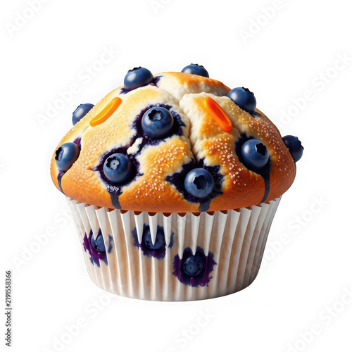 Delicious blueberry muffin in a paper cup