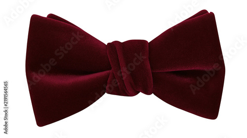Cuadro en lienzo Deep burgundy red velvet bow tie with soft fabric texture