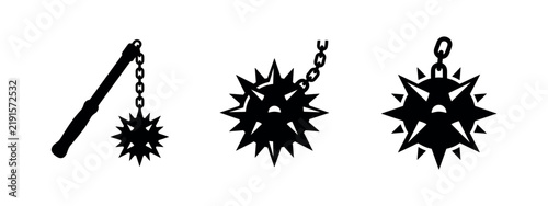 Bild auf Leinwand Spiked Flail and Morning Star Silhouettes