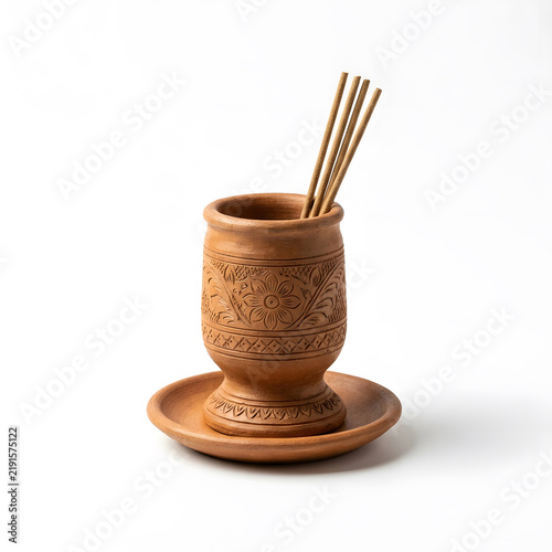 Terracotta incense holder product photography