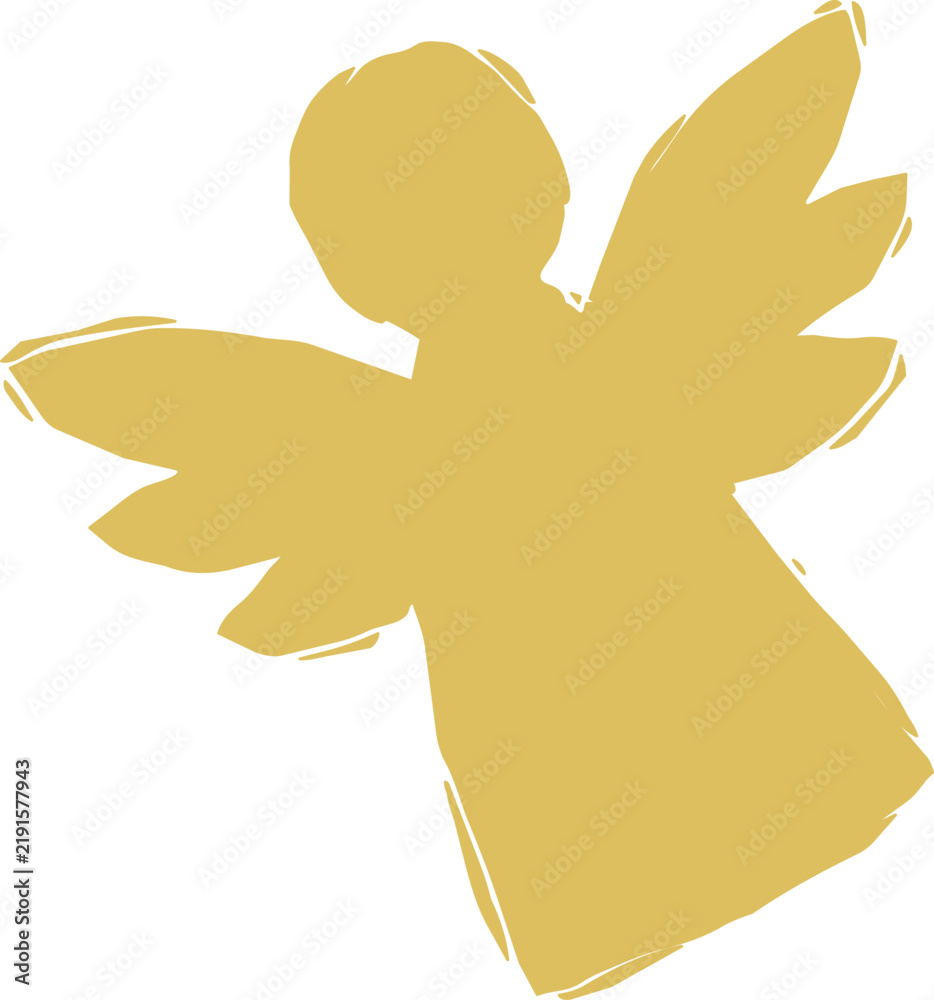 Fototapeta premium Gold angel silhouette with outstretched wings