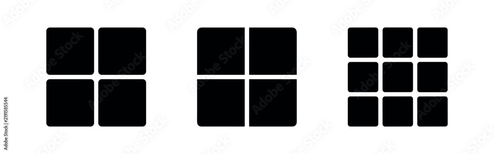 Fototapeta premium Grid Layout and Menu Square Icon Set