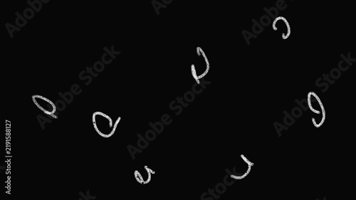 Chalk messy moving shapes on a black background, creating a dynamic hand-drawn motion graphic with a textured and energetic appearance.