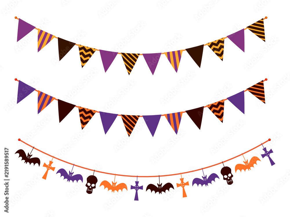 Obraz premium Halloween bunting and garland set isolated on a transparent background
