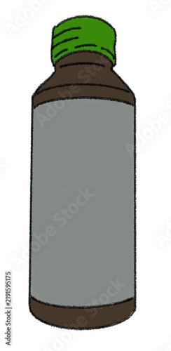 Foto Small Brown Bottle of Tonic Health Drink Illustration