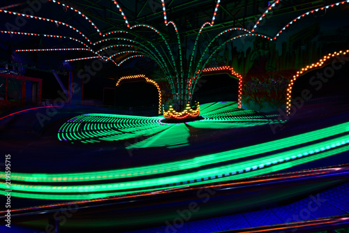 Photograph of a country fair at night