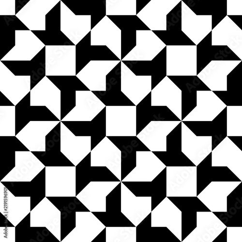 Seamless pattern with geometric motifs in black and white
