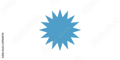 Blue starburst shape sticker for discount tags and promotional sales event.