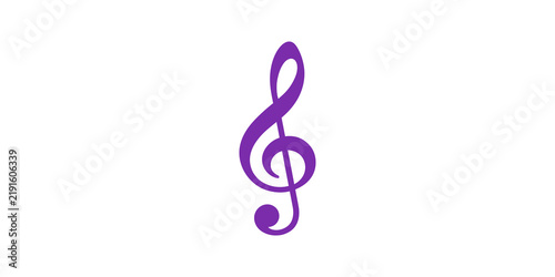 Quadro su tela Purple treble clef symbol flat icon for music education and media design