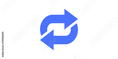 Obraz na płótnie Refresh arrows flat icon blue loop symbol for system interface update data.